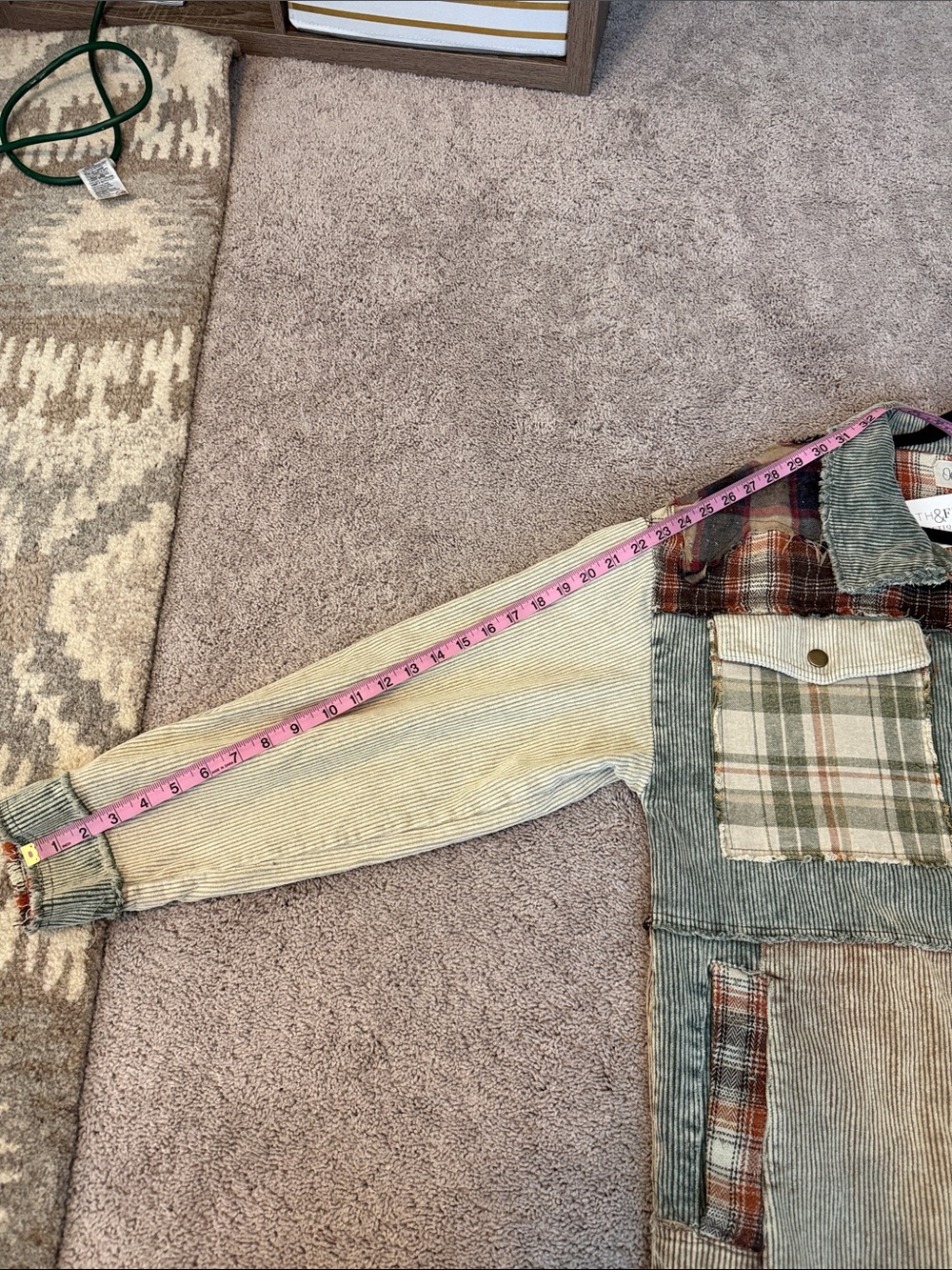 Oli & Hali Patchwork Plaid & Corduroy Long Jacket - Multi - Picture 13 of 16